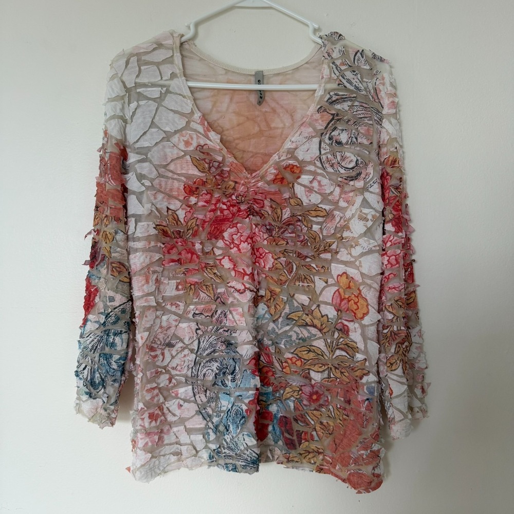 Cubism Size XL Patchwork Long Sleeve Top Multicolor Fairy Grunge Artsy Eclectic‎